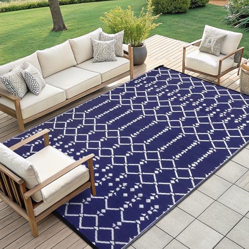 Waterproof Outdoor Rug 5x8 ft, Reversible Plastic Straw Patio Mat Z2613