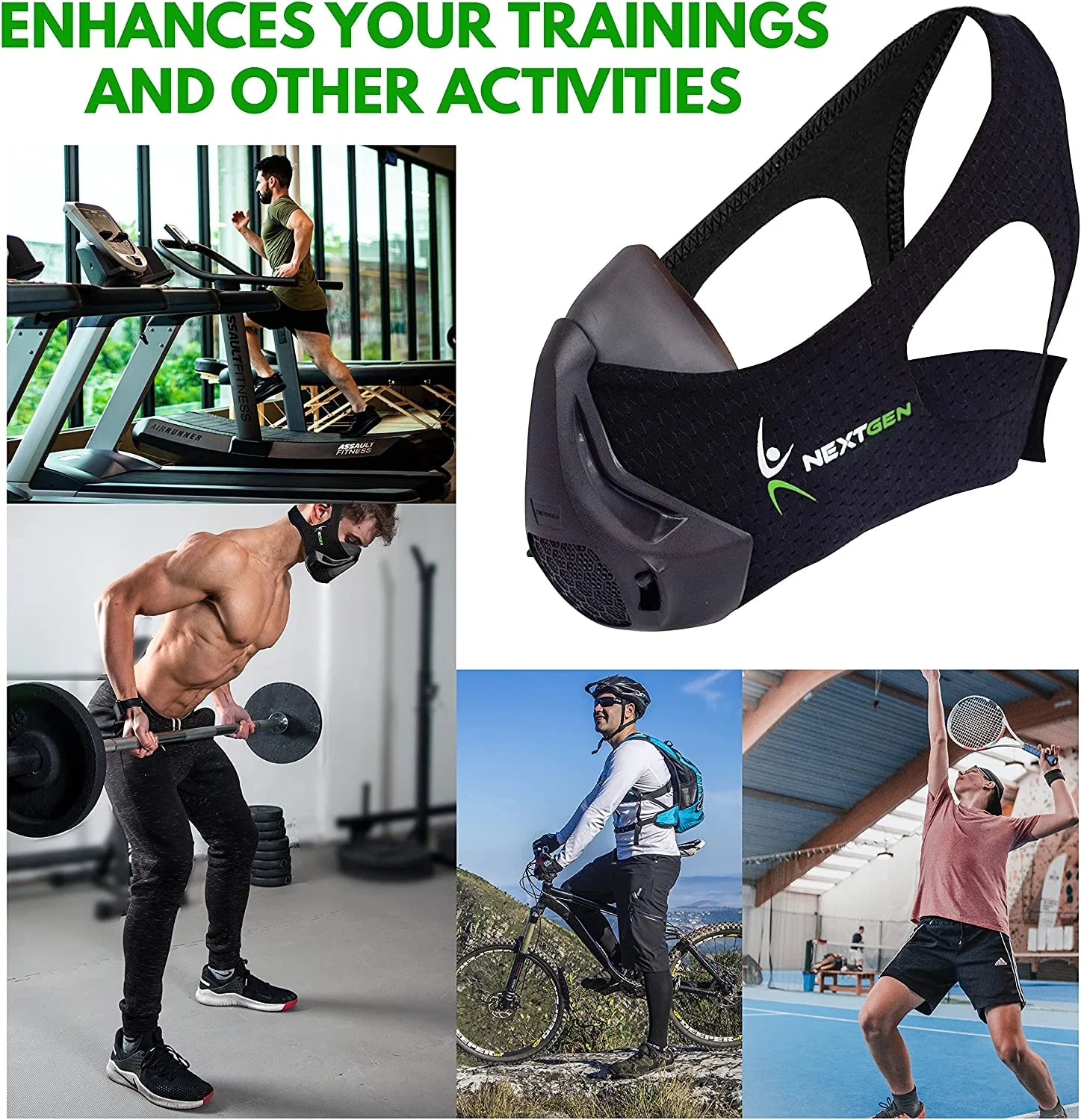 Altitude Workout Mask Cardio Breathing Trainer with 8 Carbon Filters U61984