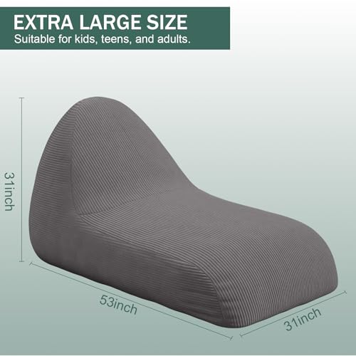 Unicorn Bean Bag Chair for Kids with Filler, Corduroy Floor Lounger, Pink W9694