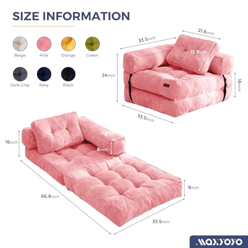 Folding Sofa Bed, L-Shaped Convertible Sleeper Couch with Armrest and Pillow, Dark Grey M375676