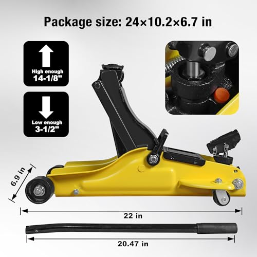 2.5 Ton Trolley Jack with Carrying Case Hydraulic Low Profile Floor Jack for Cars C877326