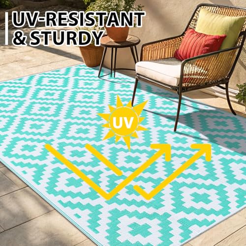 Waterproof Outdoor Rug 5x8 ft, Reversible Plastic Straw Patio Mat Z2613