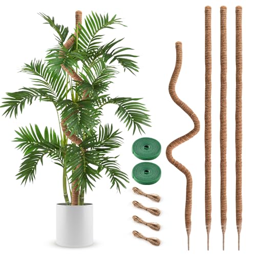 2 Pack Moss Pole, 63 Inch Bendable Moss Pole for Plants Monstera, Moss Poles for Climbing Plants, Handmade Coco Coir Pole Plant Sticks Support Plant Stakes for Indoor Plants to Grow Upwards