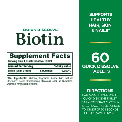 Biotin Vitamin Supplement, 5000 mcg, 60 Quick Dissolve S636745