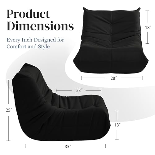 Bean Bag Chair for Adults, Suede & Microfiber Corner Lounge Sofa, 3-Seater, Beige F9802