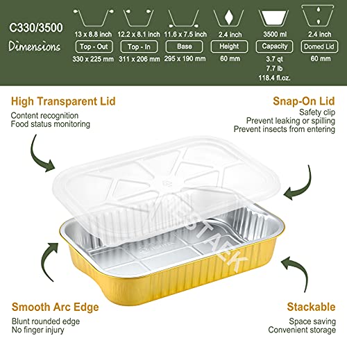 Aluminum Foil Pans with Lids and Handle, 5 Pack H6974