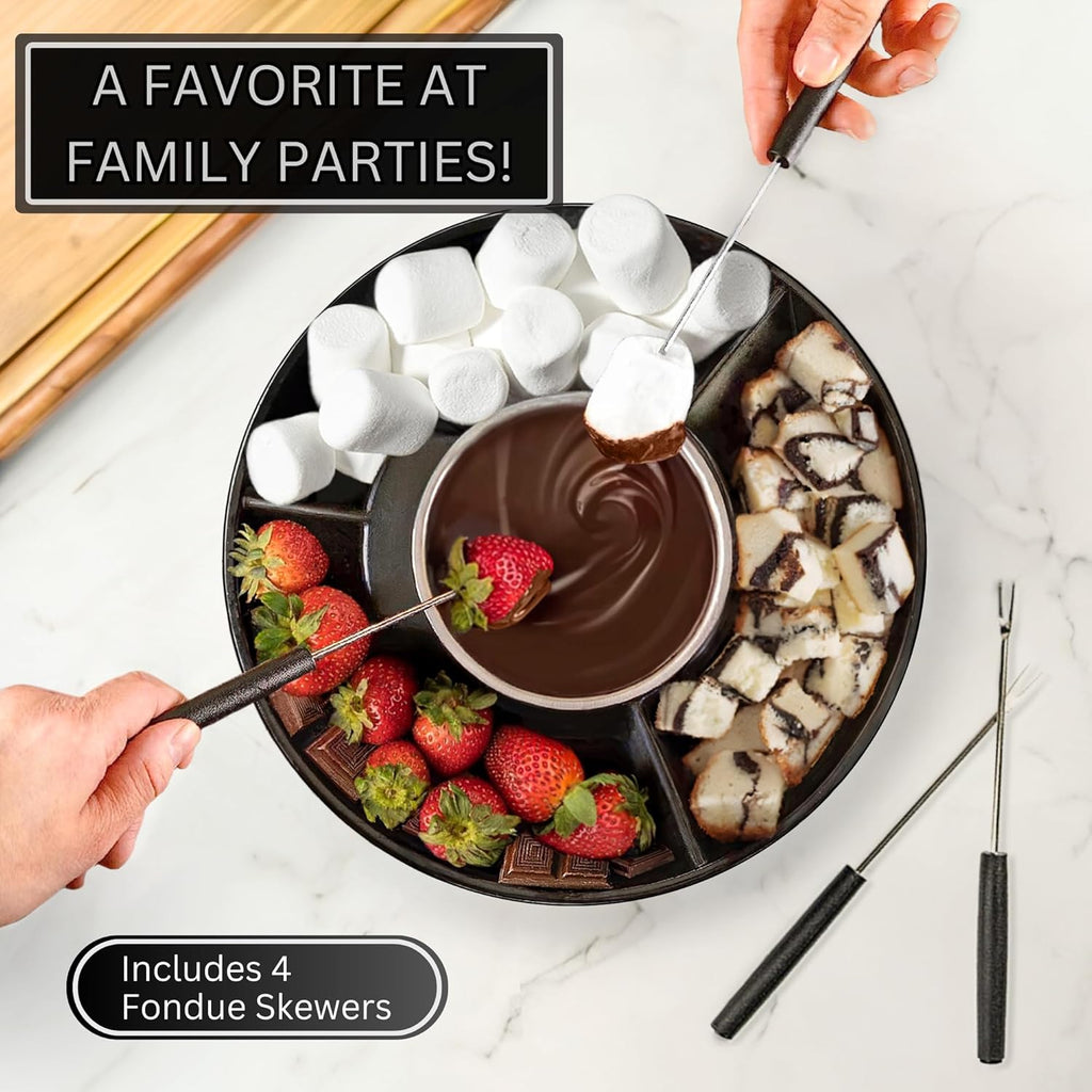 Electric Fondue Pot Set with 4 Roasting Forks J72490