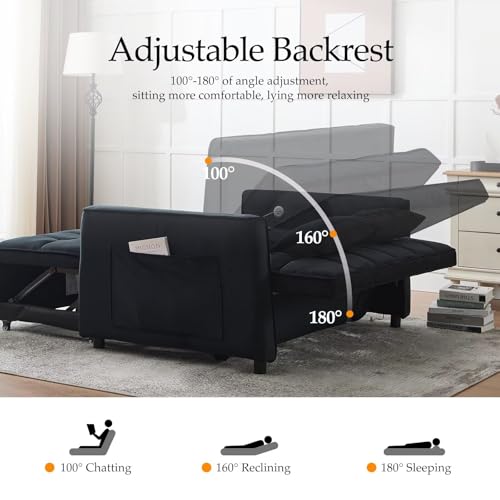 Convertible Sleeper Sofa Couch Bed with USB Port, Adjustable Backrest, Light Grey G549