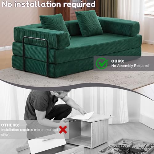 Foldable Floor Sofa Bed with Pillow Back and Armrest, Dark Gray S29408