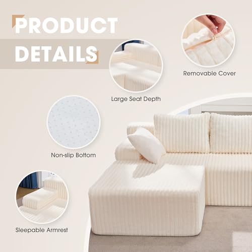 Modular L-Shape Sectional Sofa with Oversized Chaise A47792