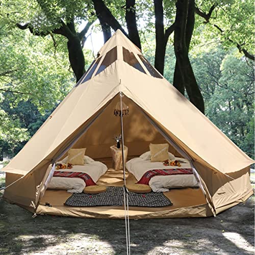 5M Star Gazer Bell Tent 4 Season Waterproof Cotton Canvas Glamping Yurt with Stove Jack Hole and Roof Windows for 6-8 Persons T8921