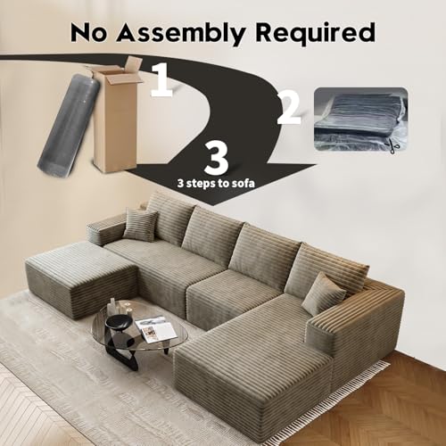 Modular Sectional Sofa with Ottoman, U-Shaped Deep Seat Couch for Living Room O870