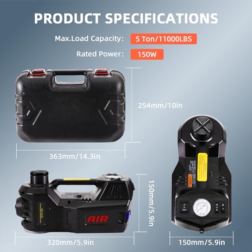 Car Jack 5 Ton 12V Portable Hydraulic Vehicle Lift with Inflator Pump P51948