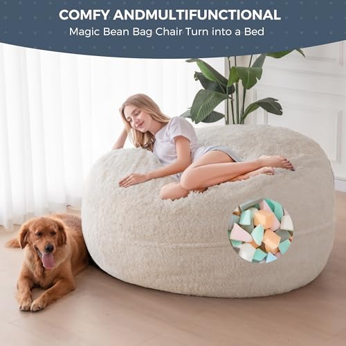 Giant Bean Bag Chair Bed for Adults, Convertible Floor Sofa Mattress R473823