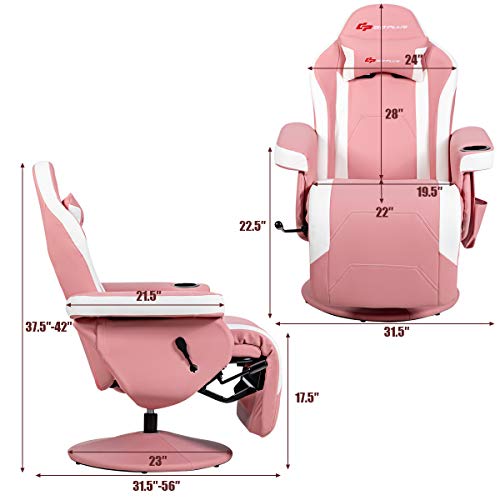 Massage Gaming Chair with Adjustable Backrest and Footrest G669073