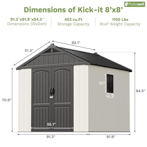 Outdoor Plastic Storage Shed with Floor, Window and Lockable Door A4787