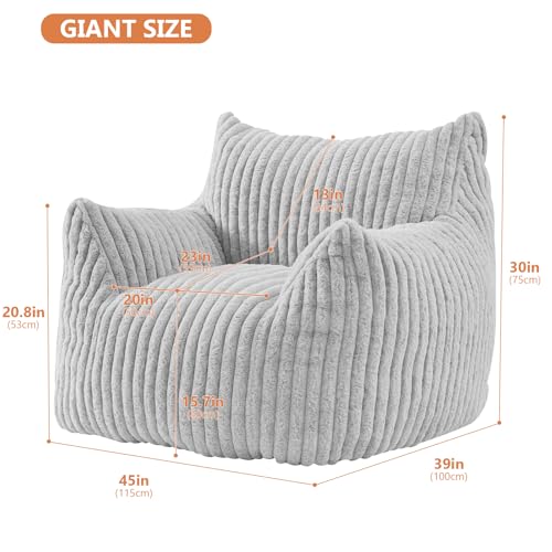 Plush Bean Bag Chair with Armrests for Adults and Teens M473