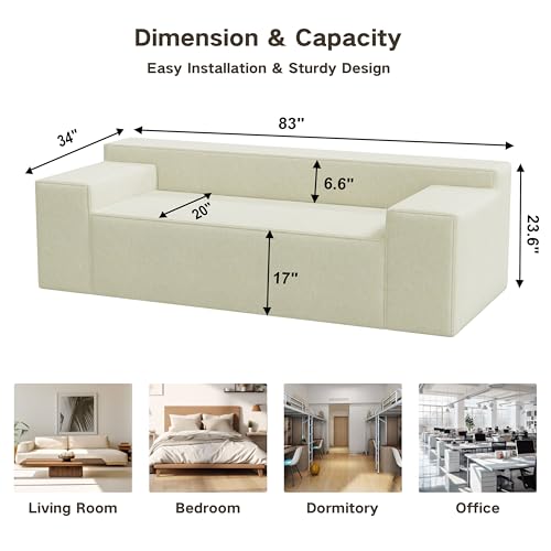 Small Sofa Loveseat with 2 Pillows, Cat-Scratch Resistant Linen, Grey K916760