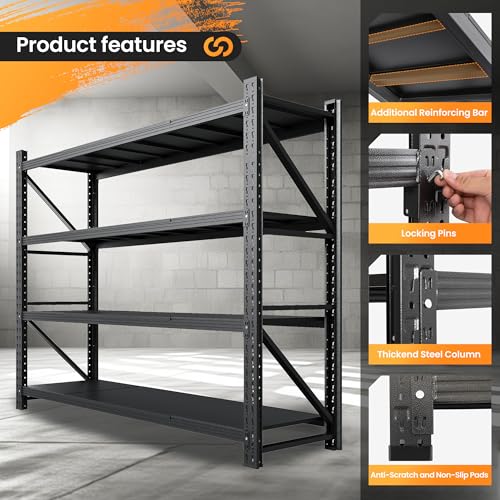 Heavy Duty 4-Tier Metal Garage Shelving Unit, Adjustable Steel Storage Rack D5378