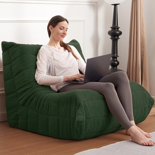 Bean Bag Chair for Adults with Memory Foam, Black Plush X409228