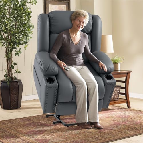 Power Lift Recliner Chair for Elderly with Heat and Massage, Adjustable Positions, Dark Brown P618617