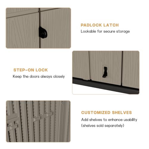 Outdoor Vertical Storage Shed, 57 Cu.ft, Waterproof, Lockable, Brown G868262