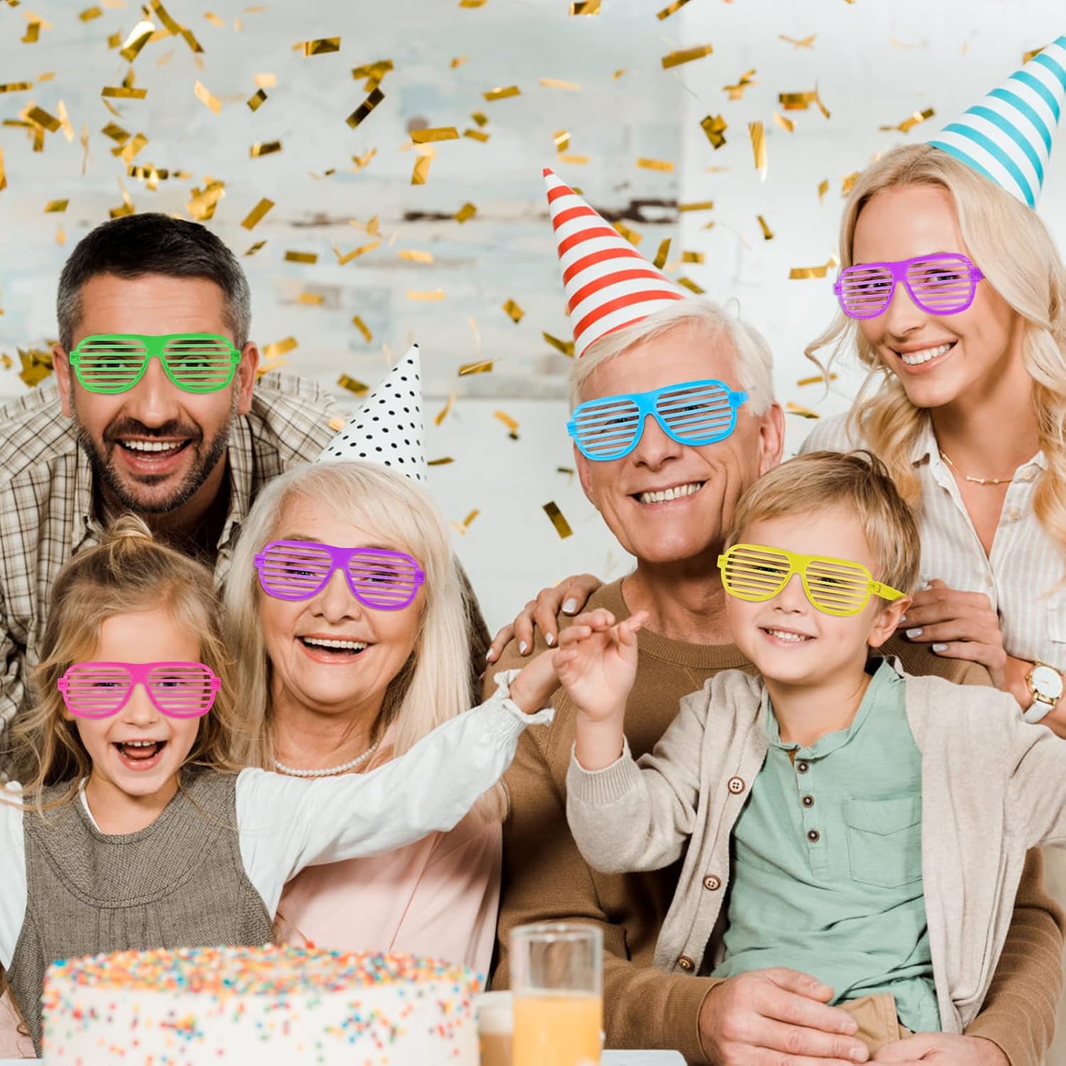 15 Pack Shutter Shades Glasses for Kids Adults Neon Party Sunglasses X660