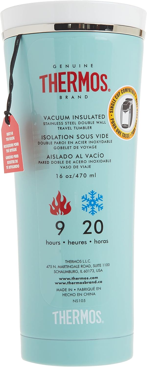 Stainless Steel 16 oz Travel Tumbler, Matte Turquoise N708