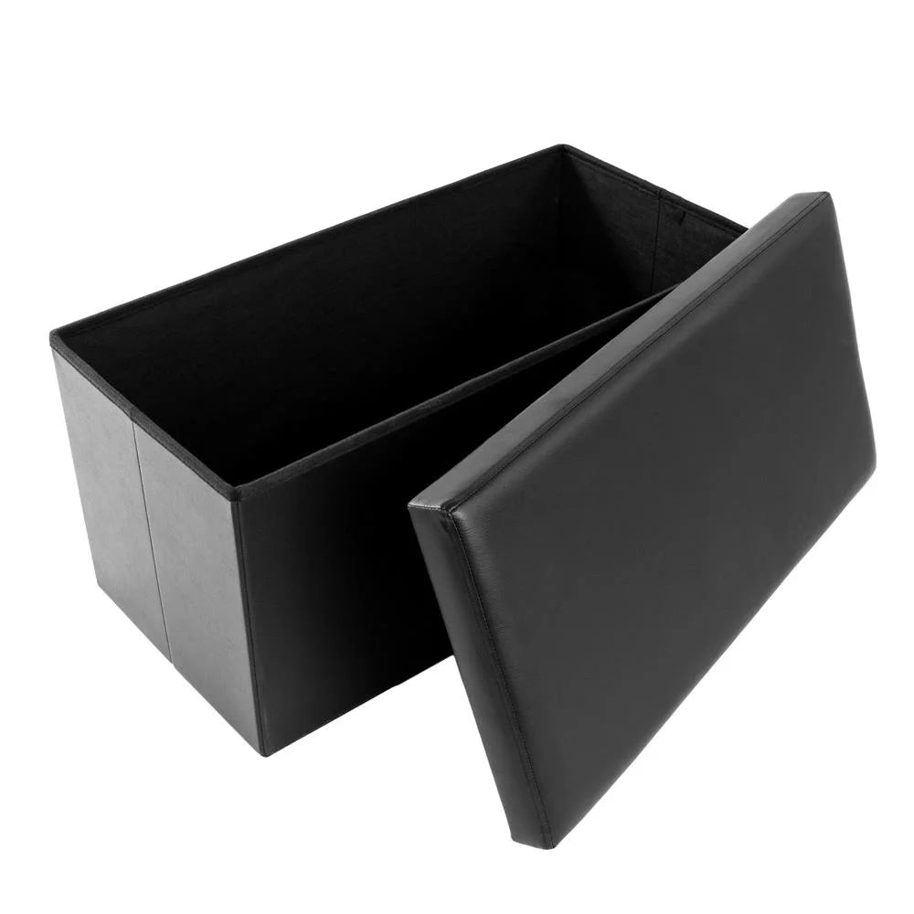 Faux Leather Folding Footstool with Storage L854