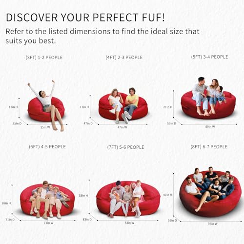 Bean Bag Chair for Adults 3FT, Soft Removable Cover, Light Gray X3039