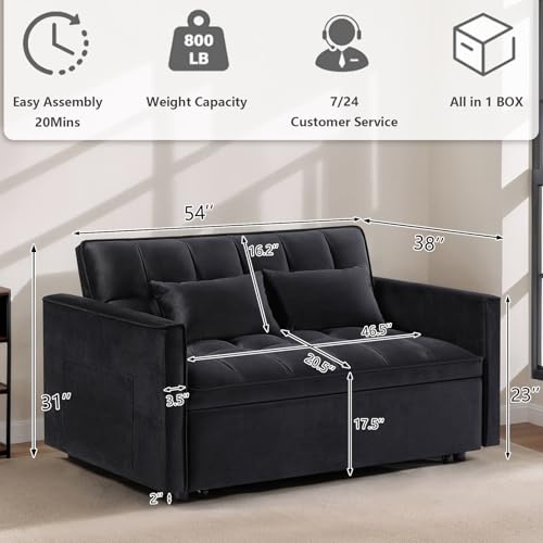 Convertible Sleeper Sofa Bed with Pull-Out Bed and Adjustable Backrest V521