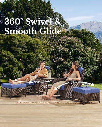 Outdoor Wicker Conversation Set with Cushions, 7 Pieces P4930