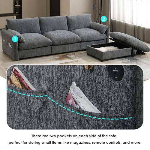 Modular Sectional Sofa with Ottoman, U-Shaped Lounge Couch H930