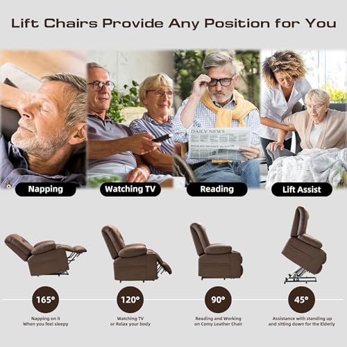 Power Lift Recliner Chair for Elderly with Heat and Massage, Adjustable Positions, Dark Brown P618617