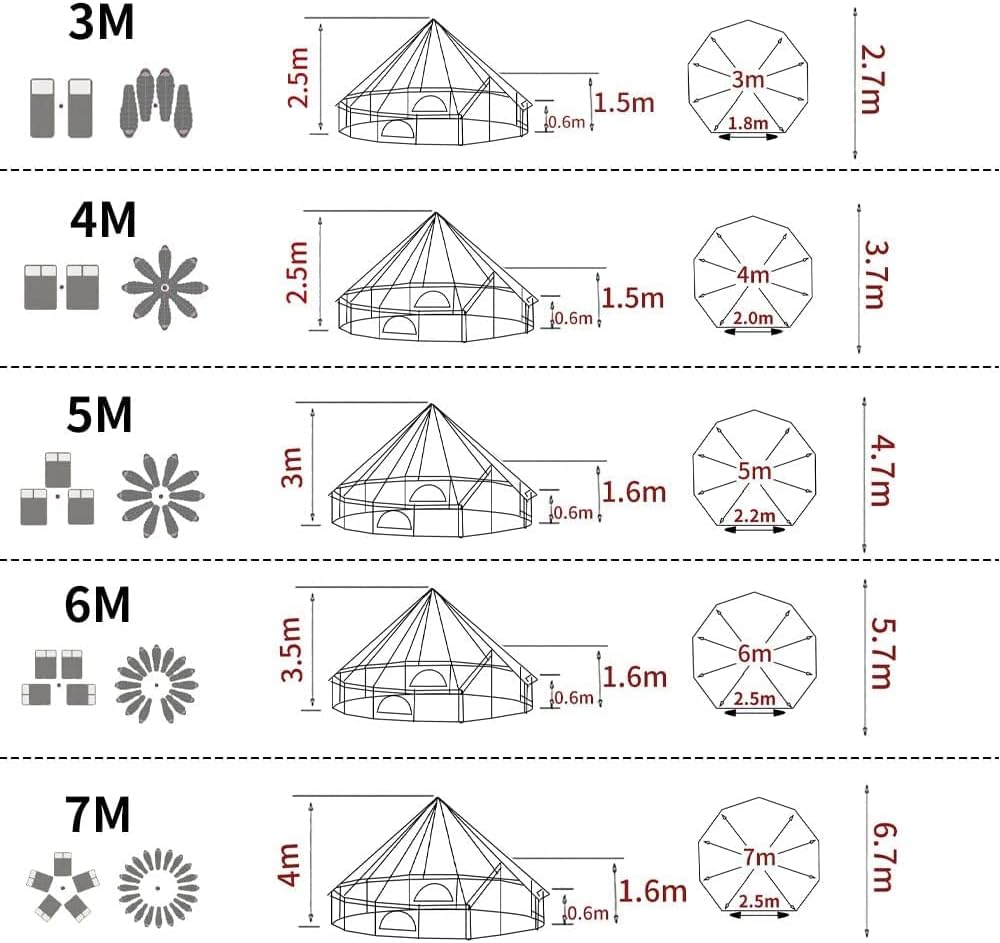 Waterproof Cotton Canvas Bell Tent with Stove Jack Hole for Camping X96807