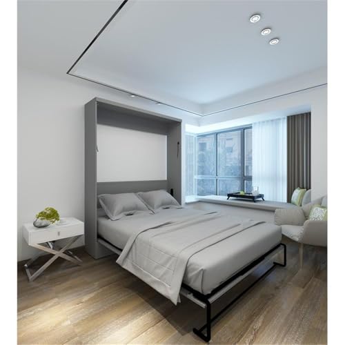 Queen Size Gray Murphy Wall Bed in Solid Wood R226083