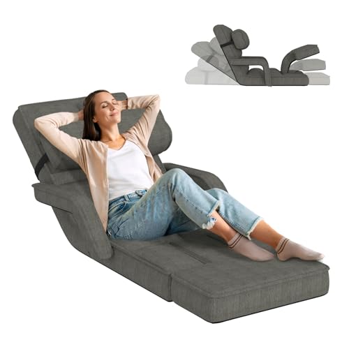 Folding Floor Chair with Adjustable Backrest, Portable Recliner Seat for Adults N6716