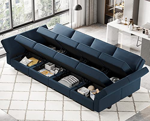 Modular Velvet Sectional Sofa with Chaise Lounge and Storage X4138