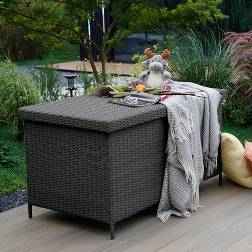 Outdoor Storage Box with Lid for Patio Furniture, Garden Tools, 158 Gallon, Grey H8440