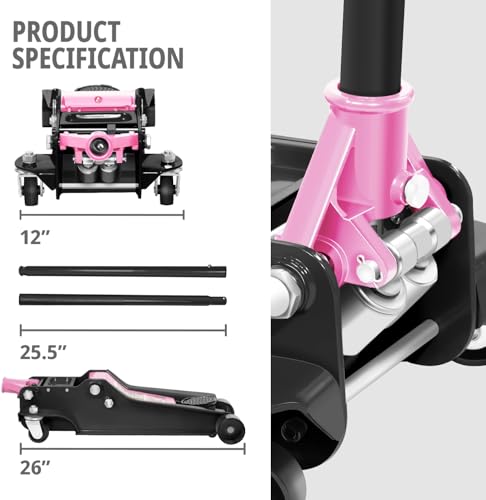 Floor Jack 3 Ton Capacity, Low Profile Heavy Duty Hydraulic Car Jack, Lifting Range 3"-20" O821