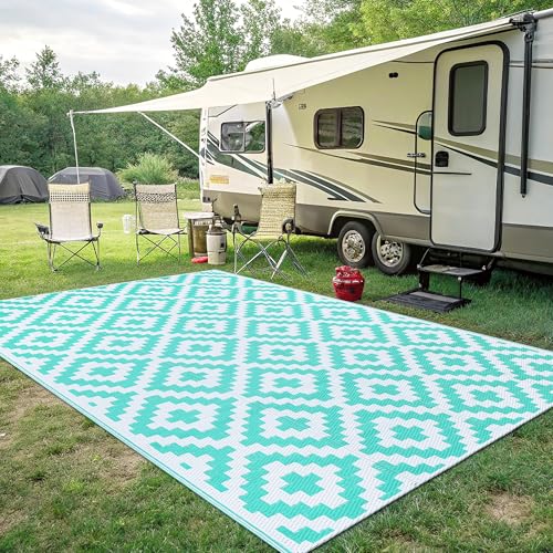 Waterproof Outdoor Rug 5x8 ft, Reversible Plastic Straw Patio Mat Z2613