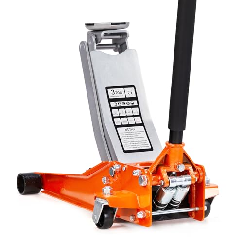Bonnlo 3 Ton Low Profile Floor Jack,Lifting Range 2.95" to 20.1" Horizontal Hydraulic for Garage, Workshop and Vehicle Maintenance