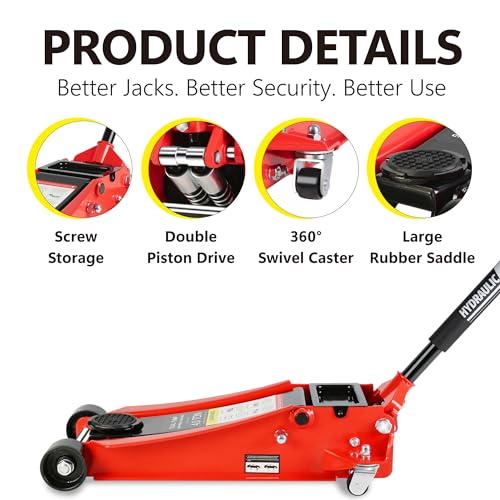 Heavy Duty Hydraulic Floor Jack, Low Profile Steel Racing Jack, 2 Ton Capacity, Blue H1350