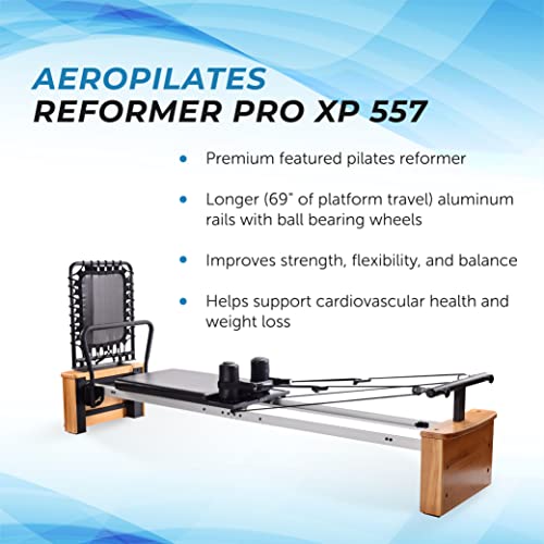 AeroPilates Pro Reformer Whole Body Resistance Padded Pilates Machine with Cardio Rebounder for Home Workouts S909