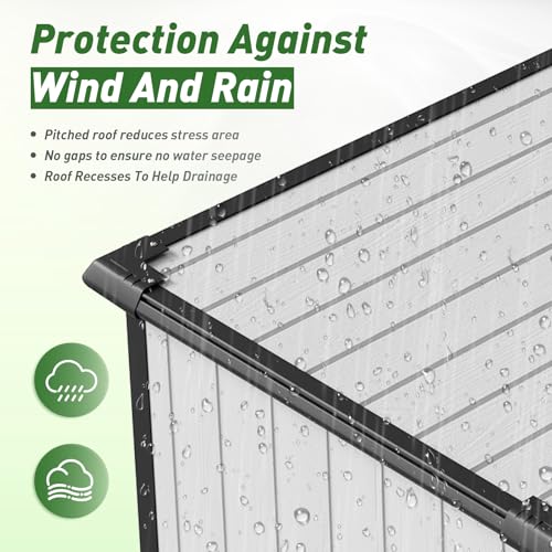 Outdoor Storage Shed with Window, Resin Garden Tool Shed with Lockable Doors W5772