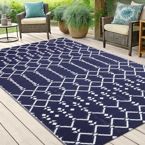 Waterproof Outdoor Rug 5x8 ft, Reversible Plastic Straw Patio Mat Z2613