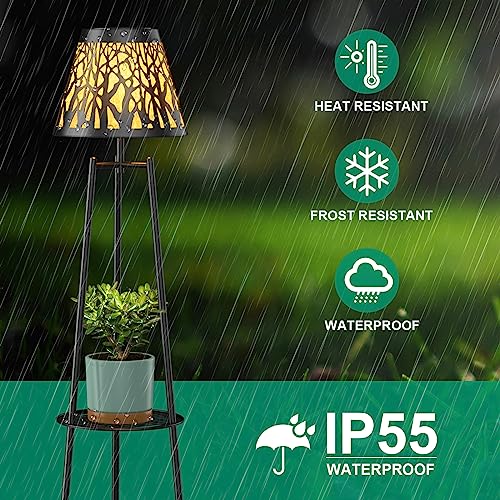 Solar Lights Outdoor with Plant Stands, Metal Tripod Patio Lamp B77585