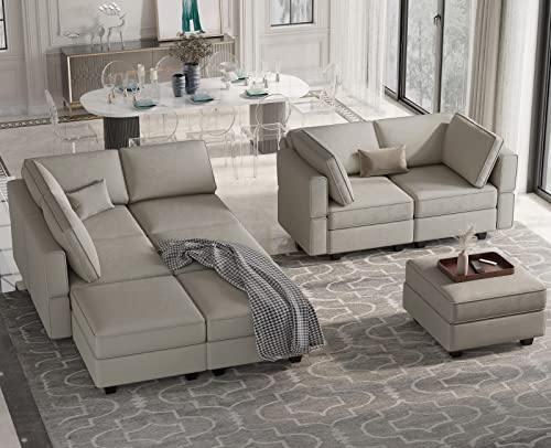 Modular Velvet Sectional Sofa with Chaise Lounge and Storage X4138