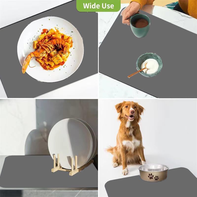 Marble Coffee Bar Mat Dish Drying Mat for Kitchen Counter, 11.8"x15.7" Diatomite Absorbent Non-slip Quick Drying A21137