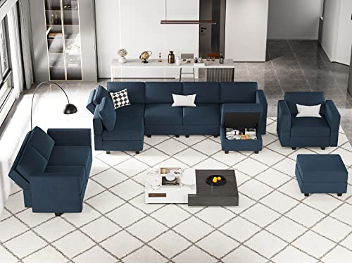 Modular Velvet Sectional Sofa with Chaise Lounge and Storage X4138